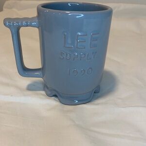 Vintage Frankoma Pottery Lee Supply Mug Coffee Cup 1990 Blue Footed